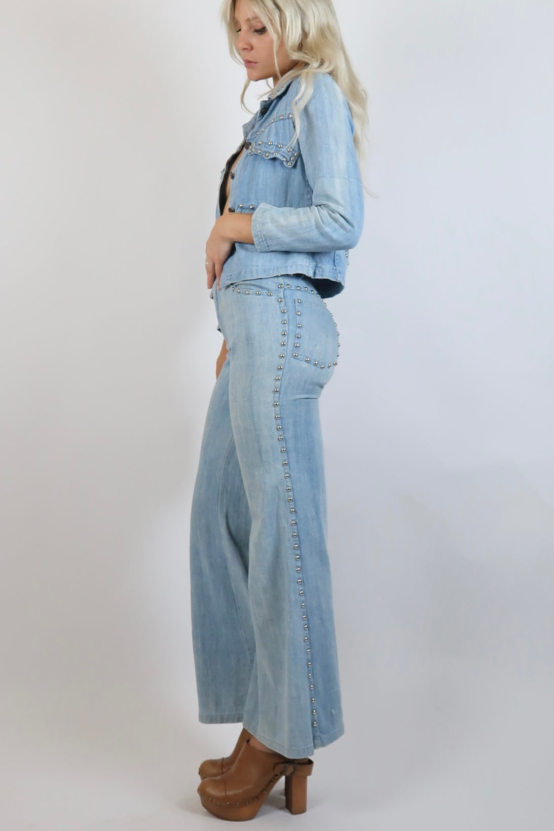 1970s rare denim studded suit