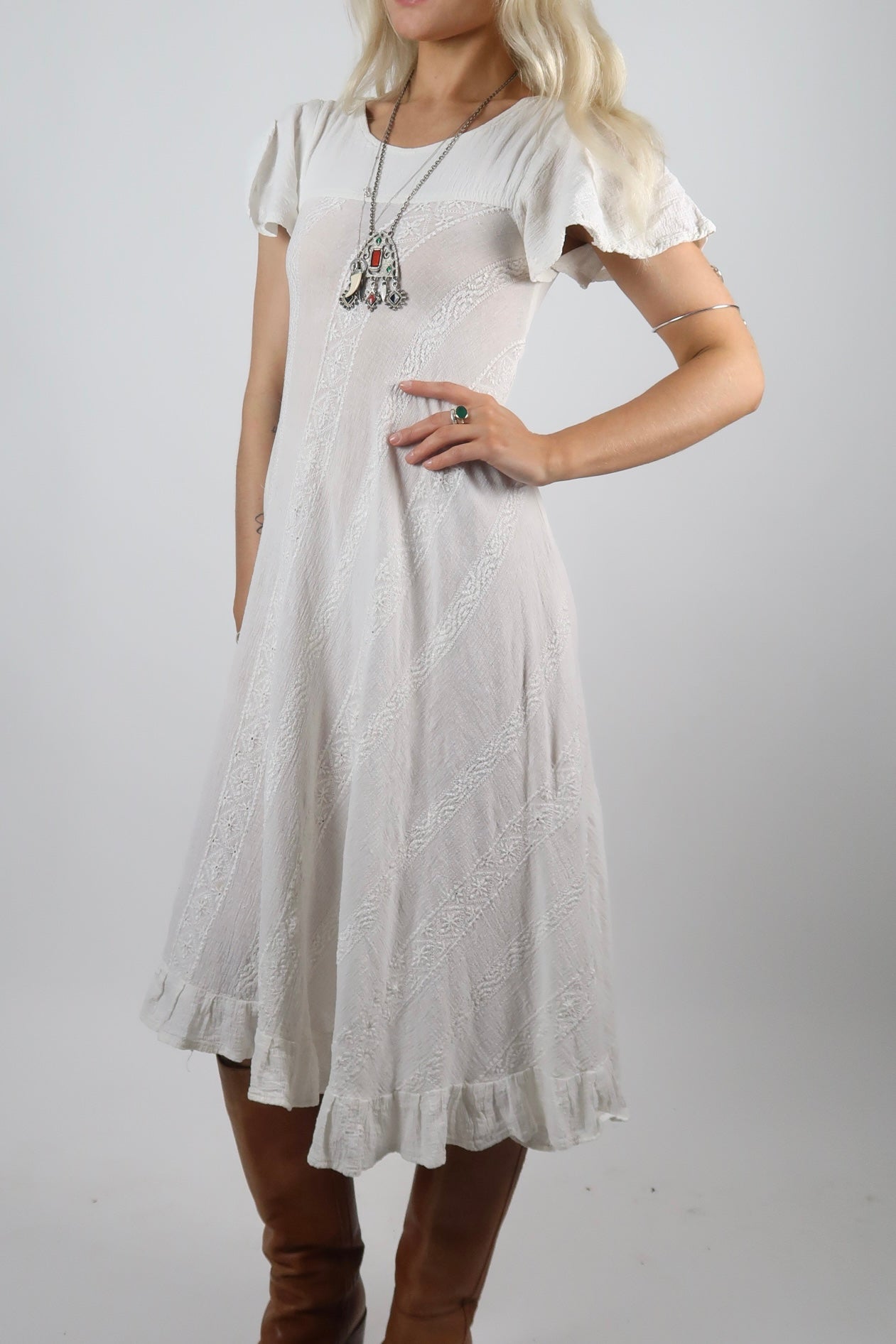 1970s INDIAN CHEESECLOTH MIDI DRESS