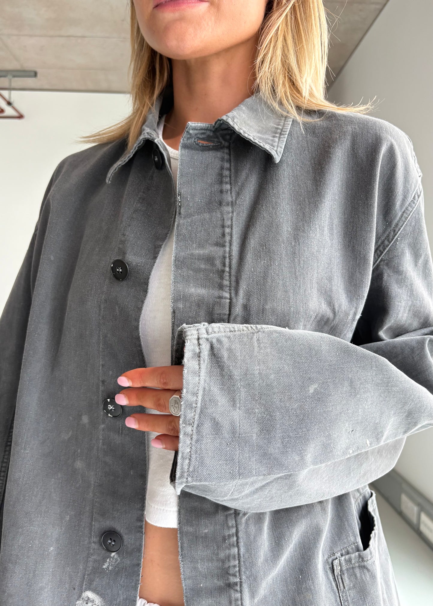 Washed black chore jacket