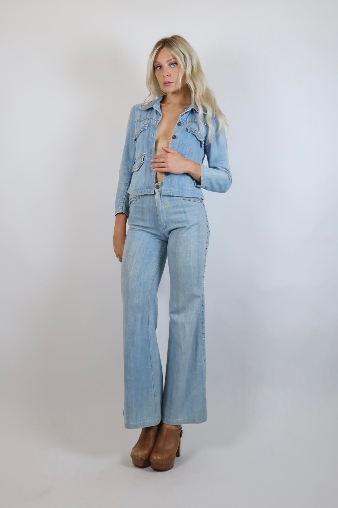 1970s rare denim studded suit