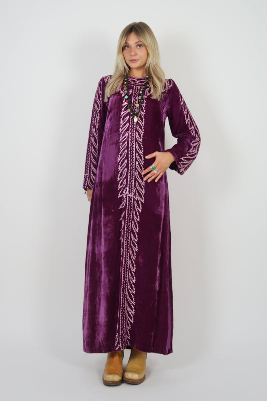 1960s silk velvet maxi dress