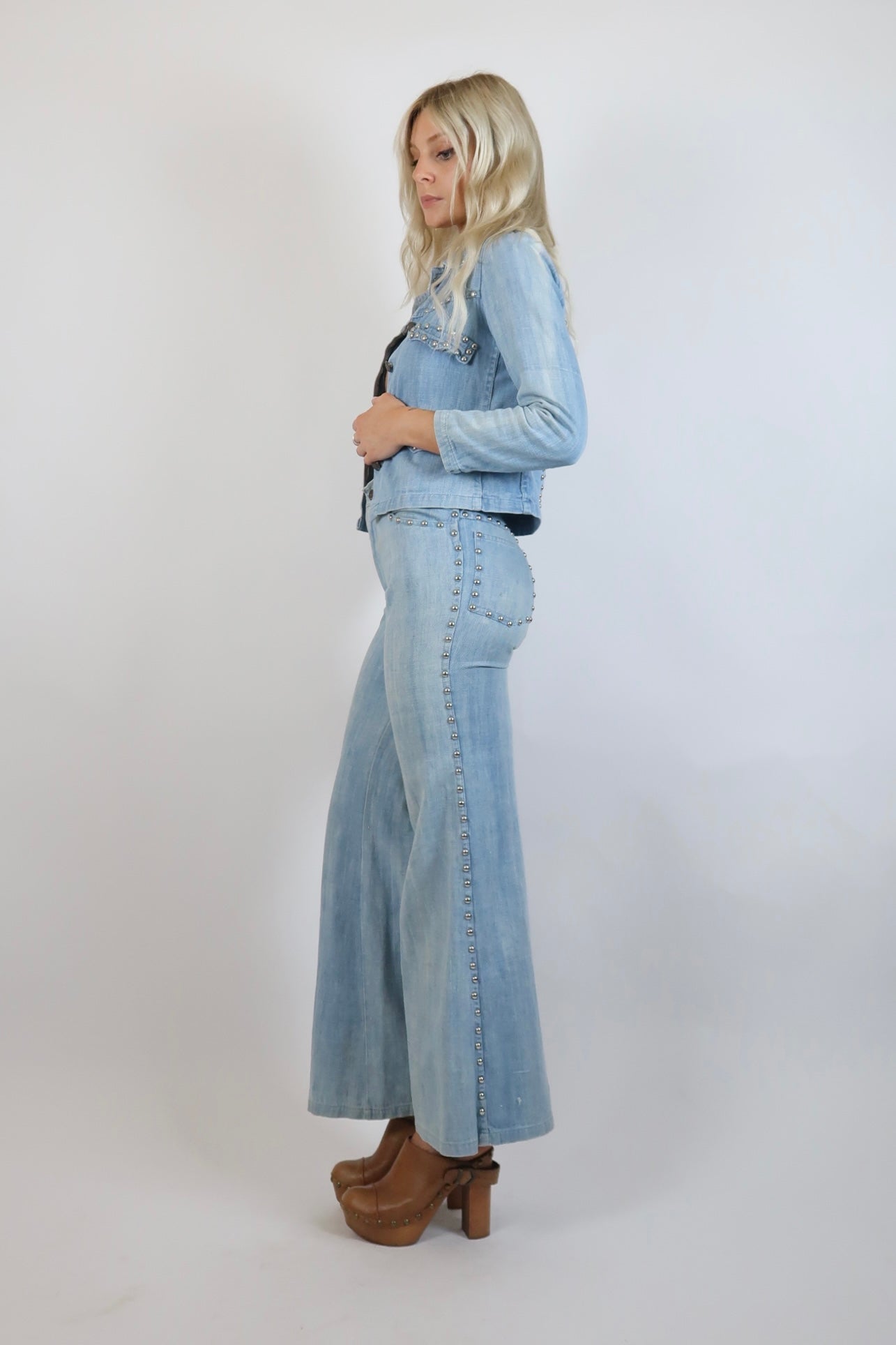 1970s rare denim studded suit