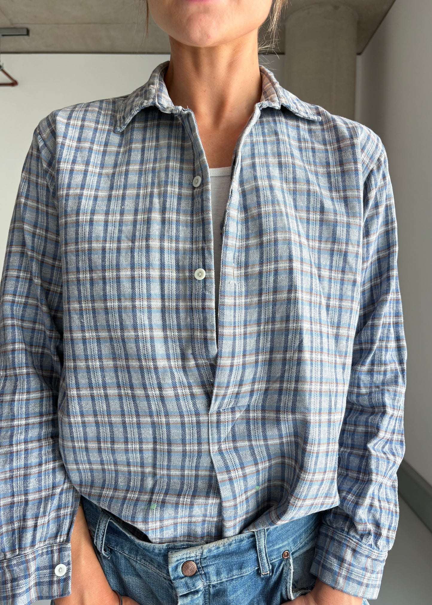 French cotton plaid work shirt