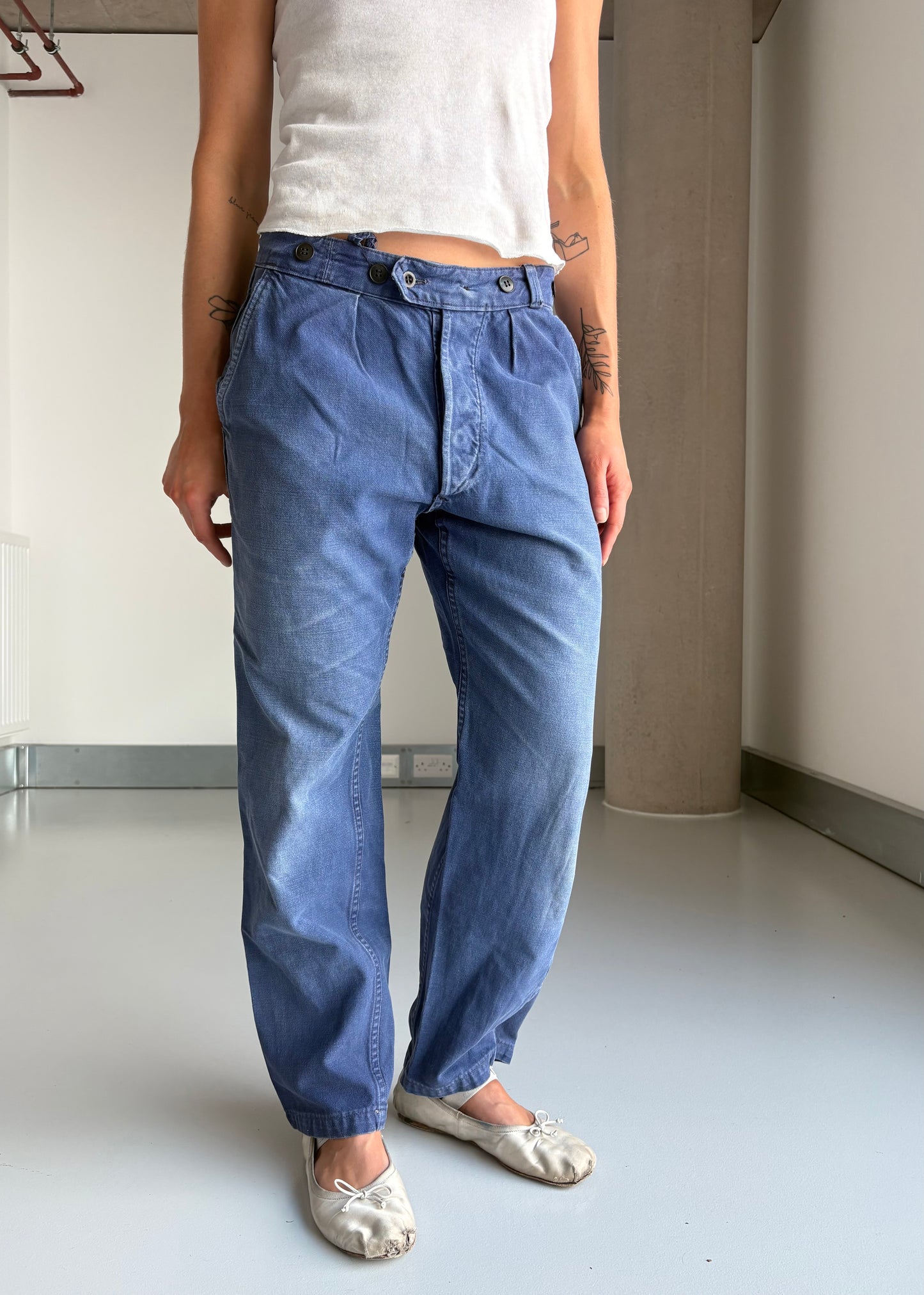 60S WORKWEAR BUTTON WAIST