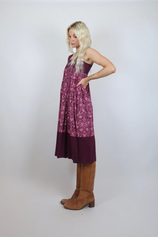 1970s cotton printed midi dress