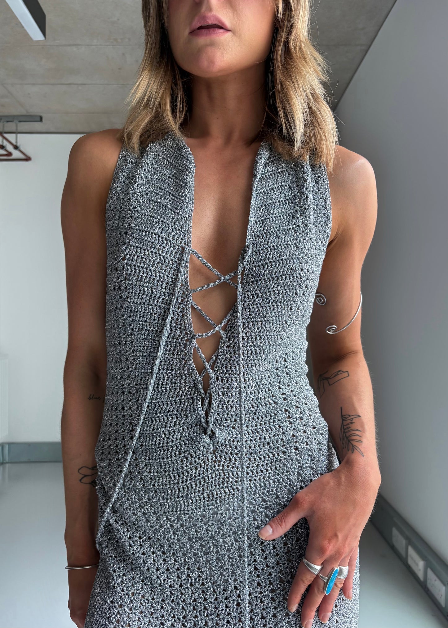 70S LUREX CROCHET DRESS