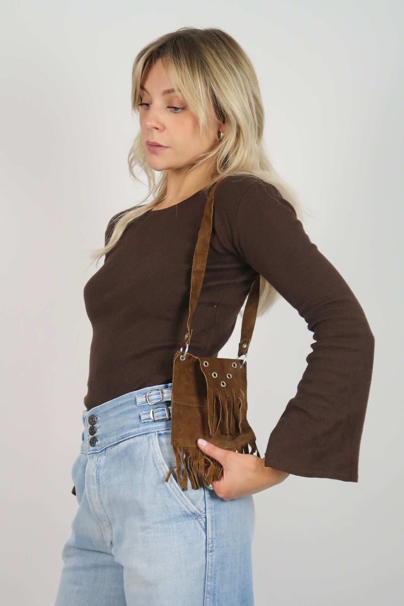 60s suede hippie bag