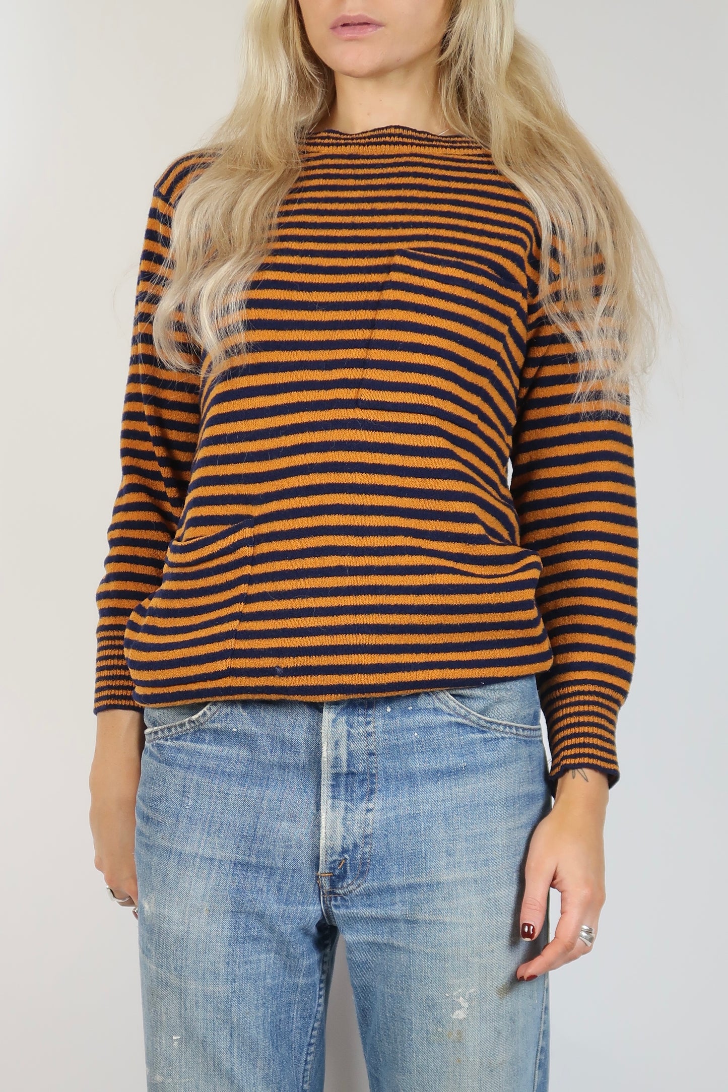 1960s navy and orange stripe knit