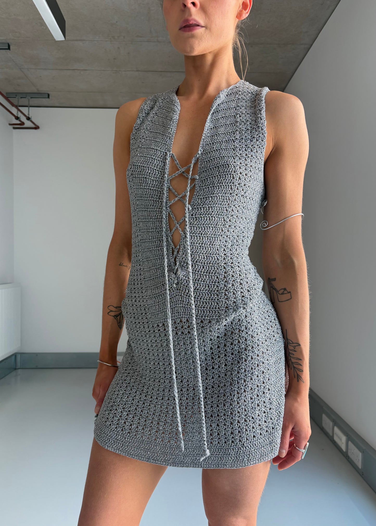 70S LUREX CROCHET DRESS