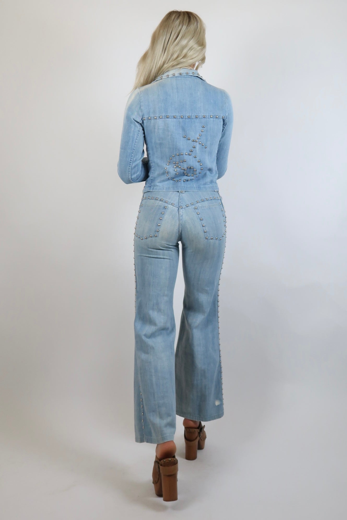 1970s rare denim studded suit