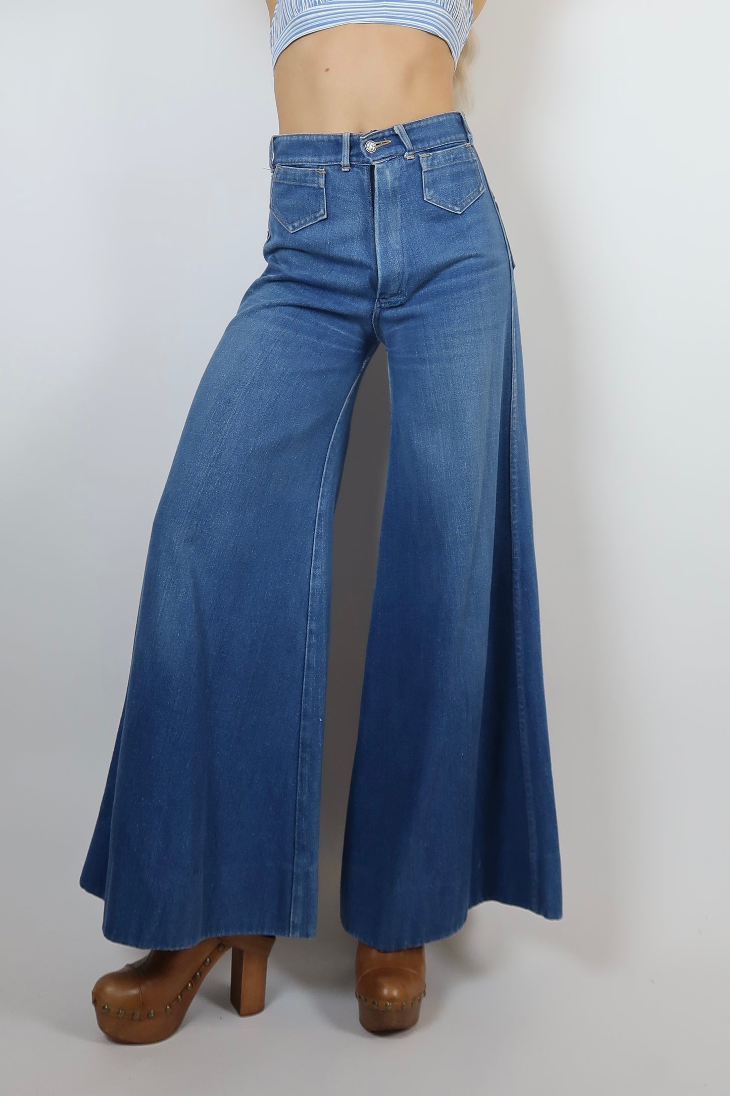 1970s huge bell flare jeans