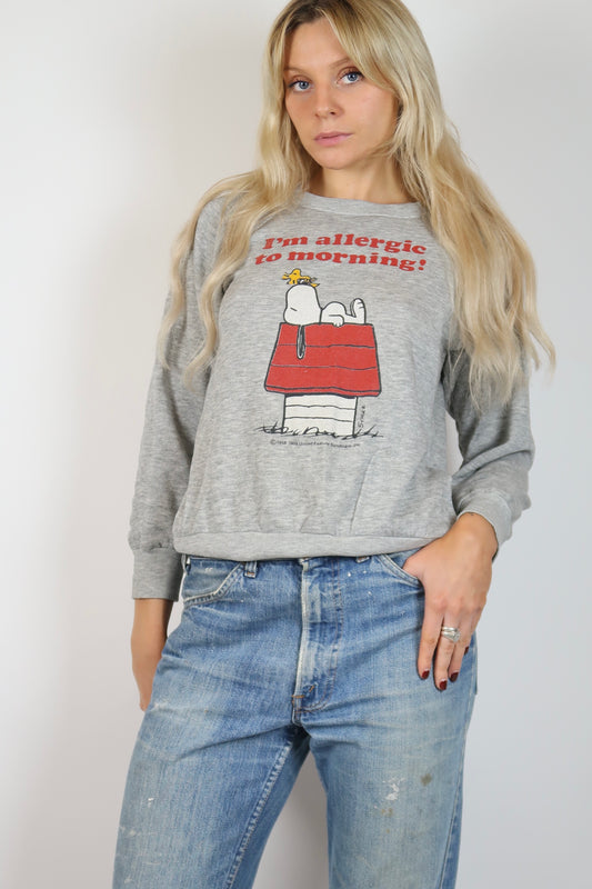 1970s/ early 80s Snoopy 'I'm allergic to mornings' sweatshirt