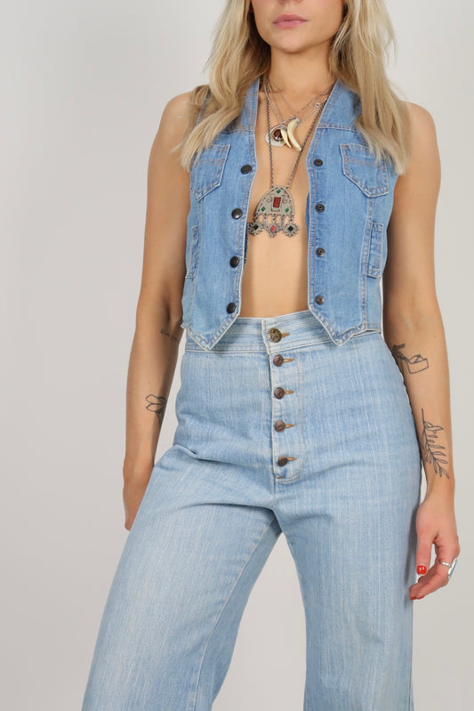 1970s denim waistcoat