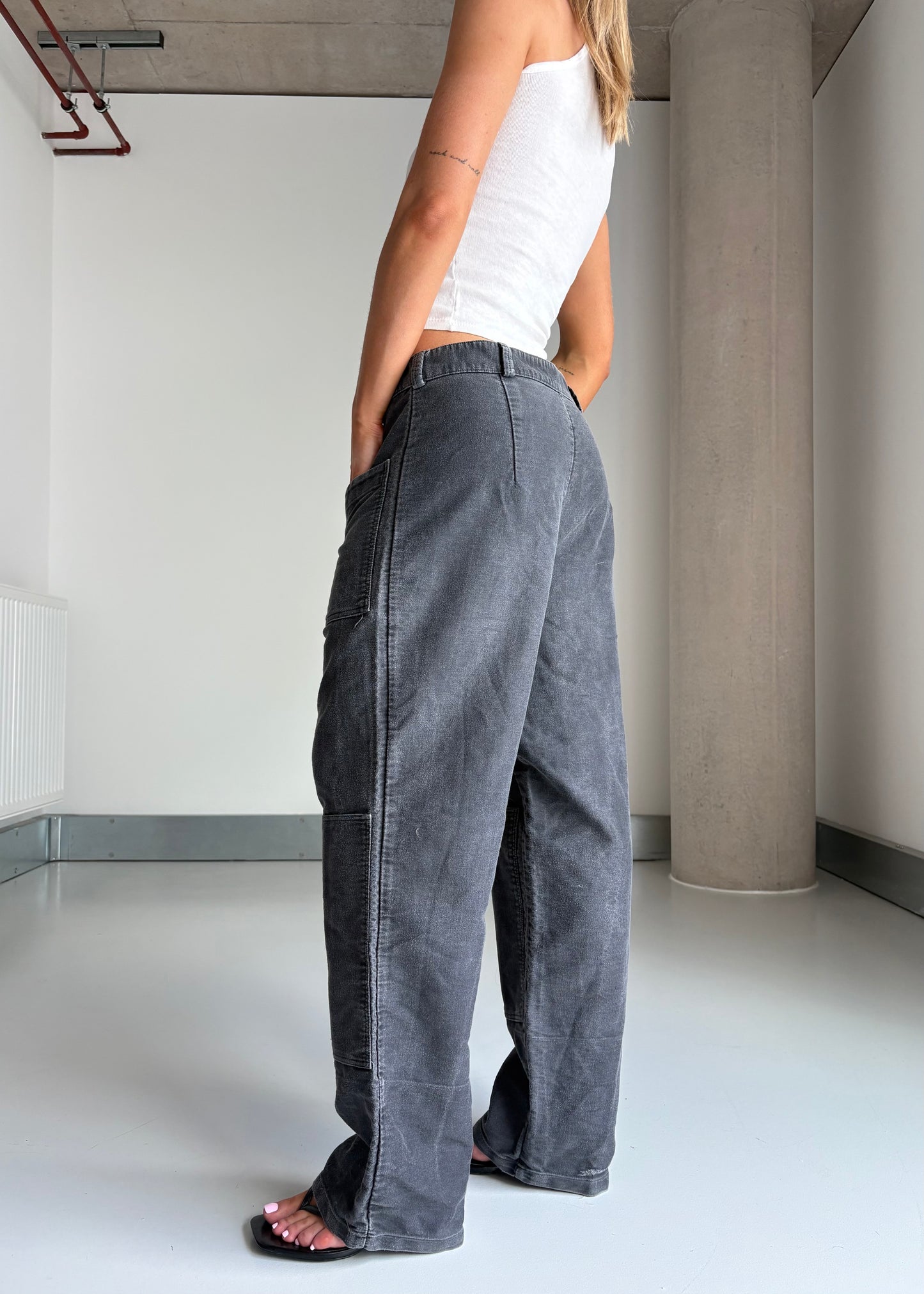 50s black mole skin pants