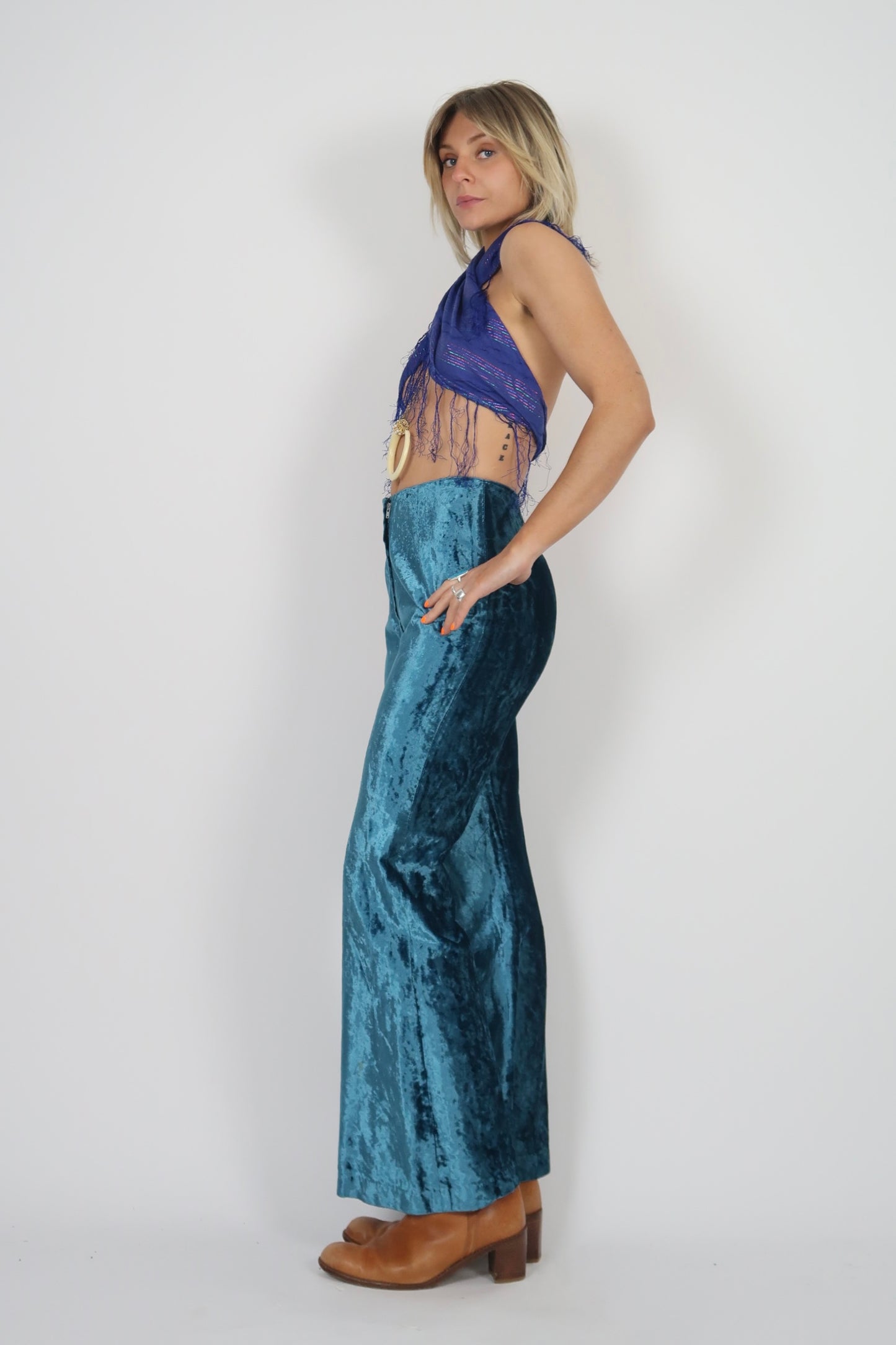 Late 1960s crushed velvet flares