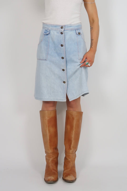 1970s sun bleached denim skirt