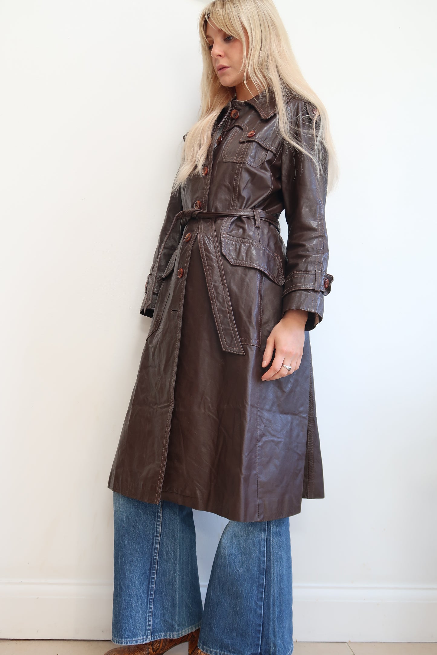 1970s leather trench coat