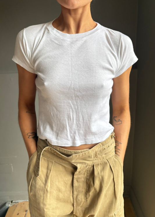 1960s cropped white tshirt