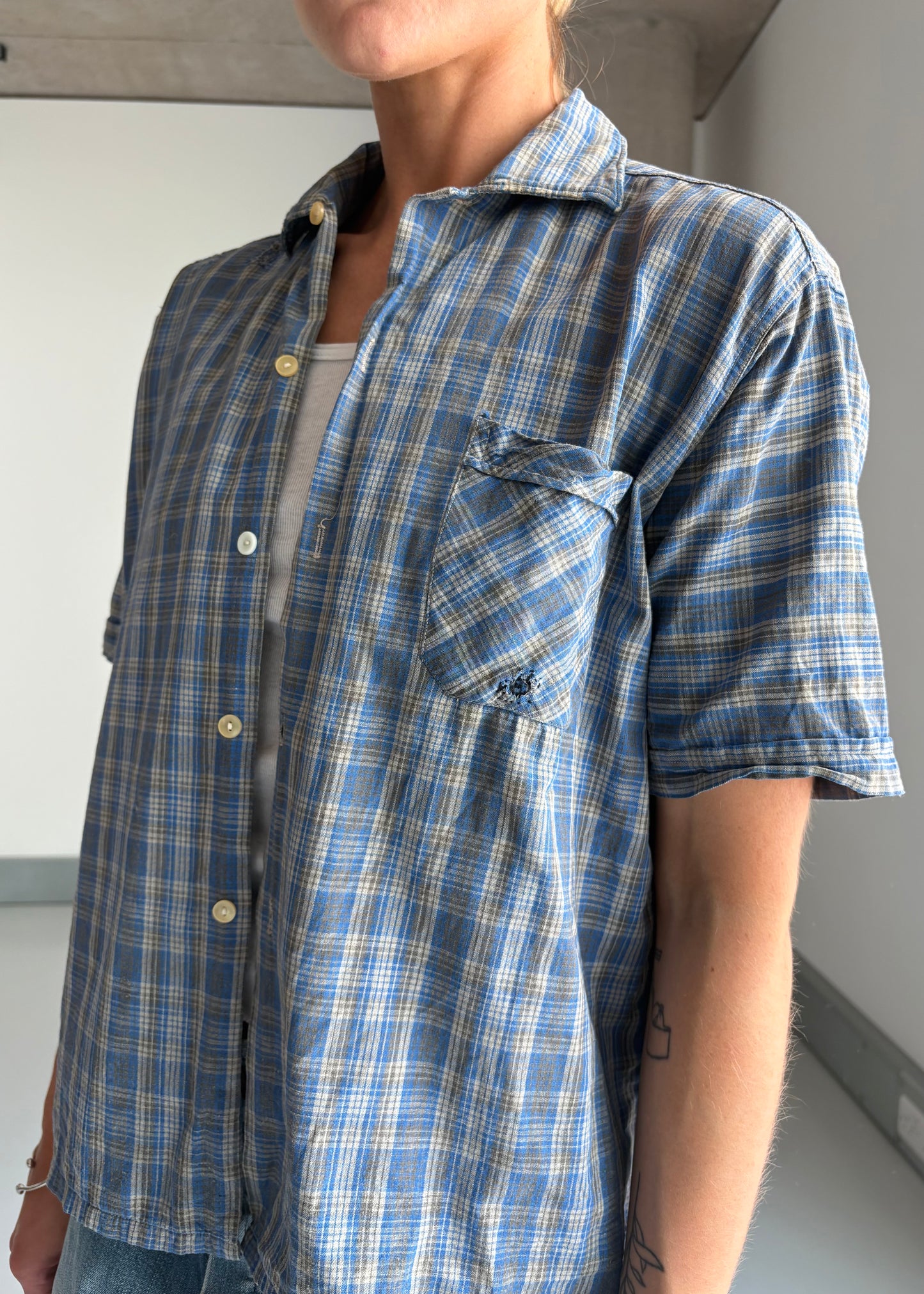 40s 50s work shirt with repairs