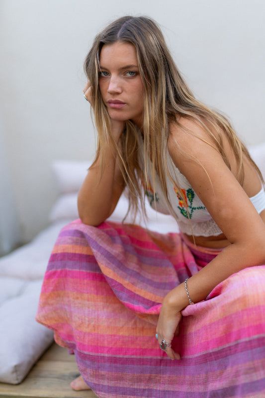 PINK CHEESECLOTH WRAP SKIRT