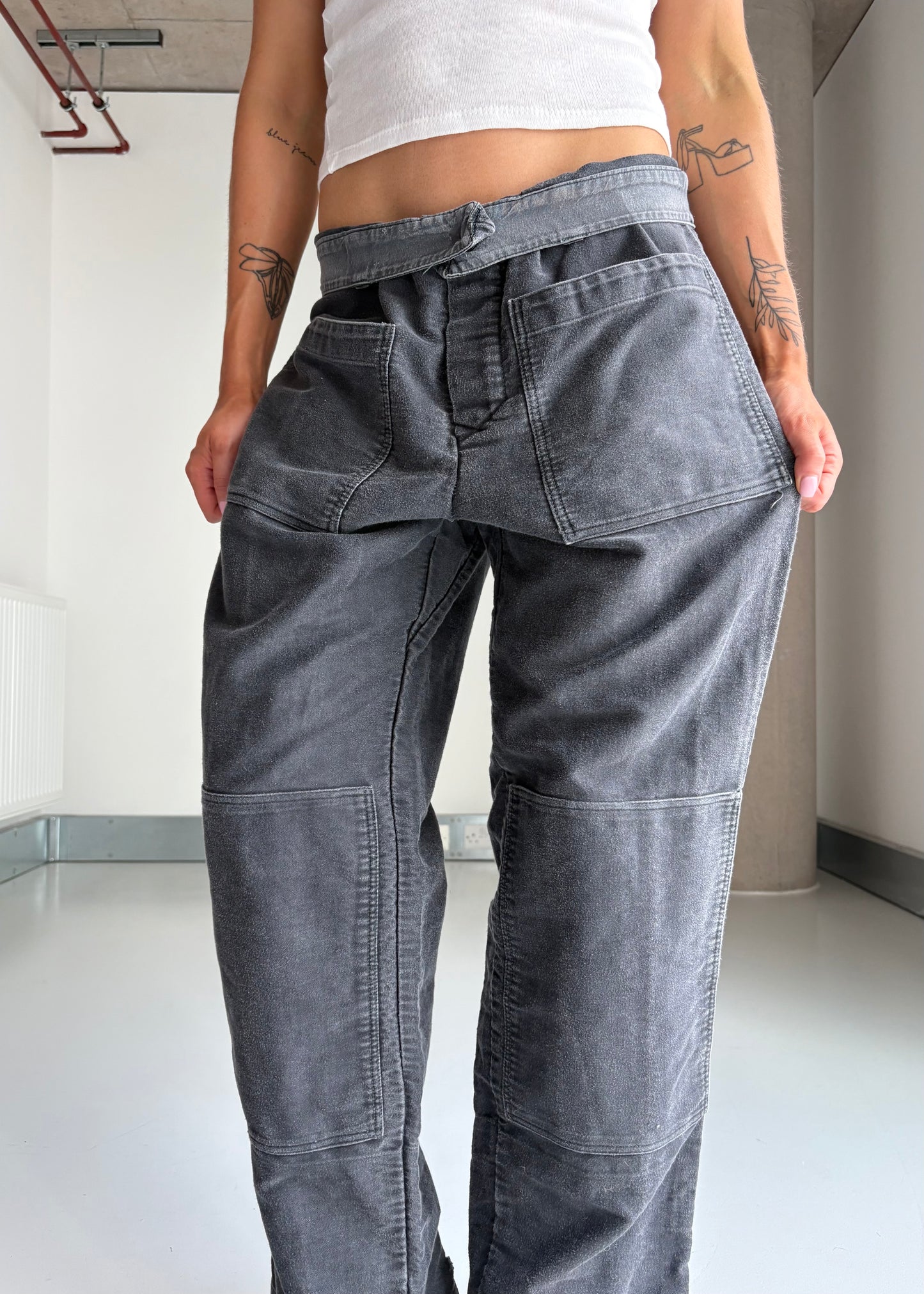 50s black mole skin pants