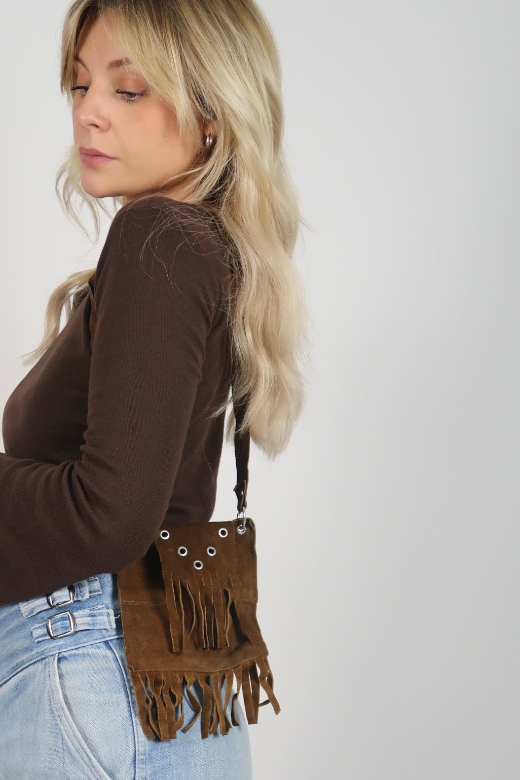 60s suede hippie bag