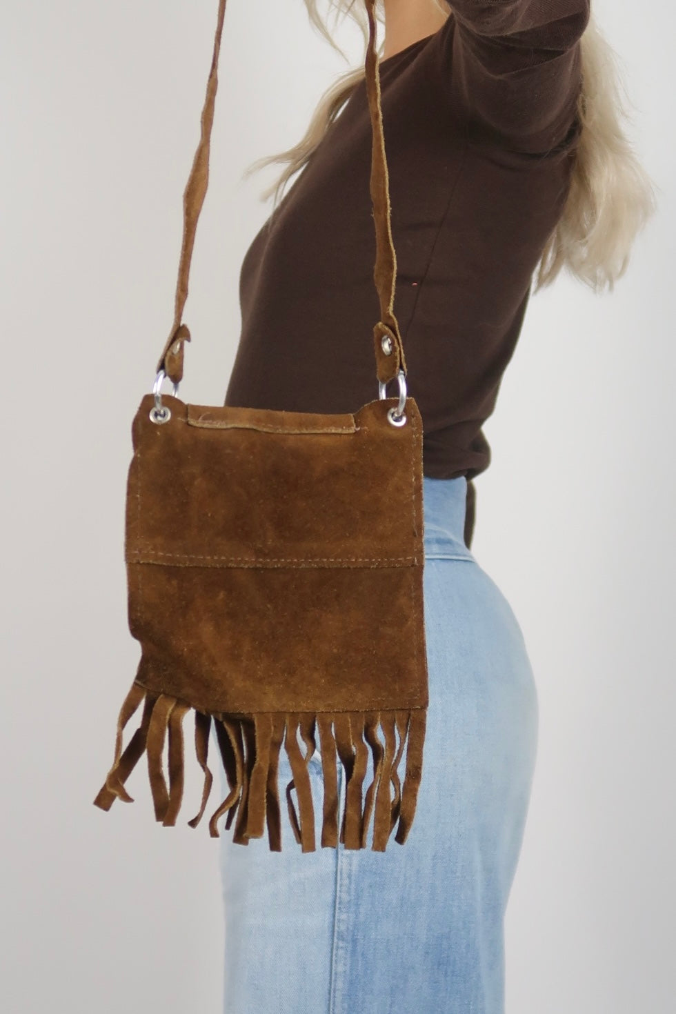 60s suede hippie bag