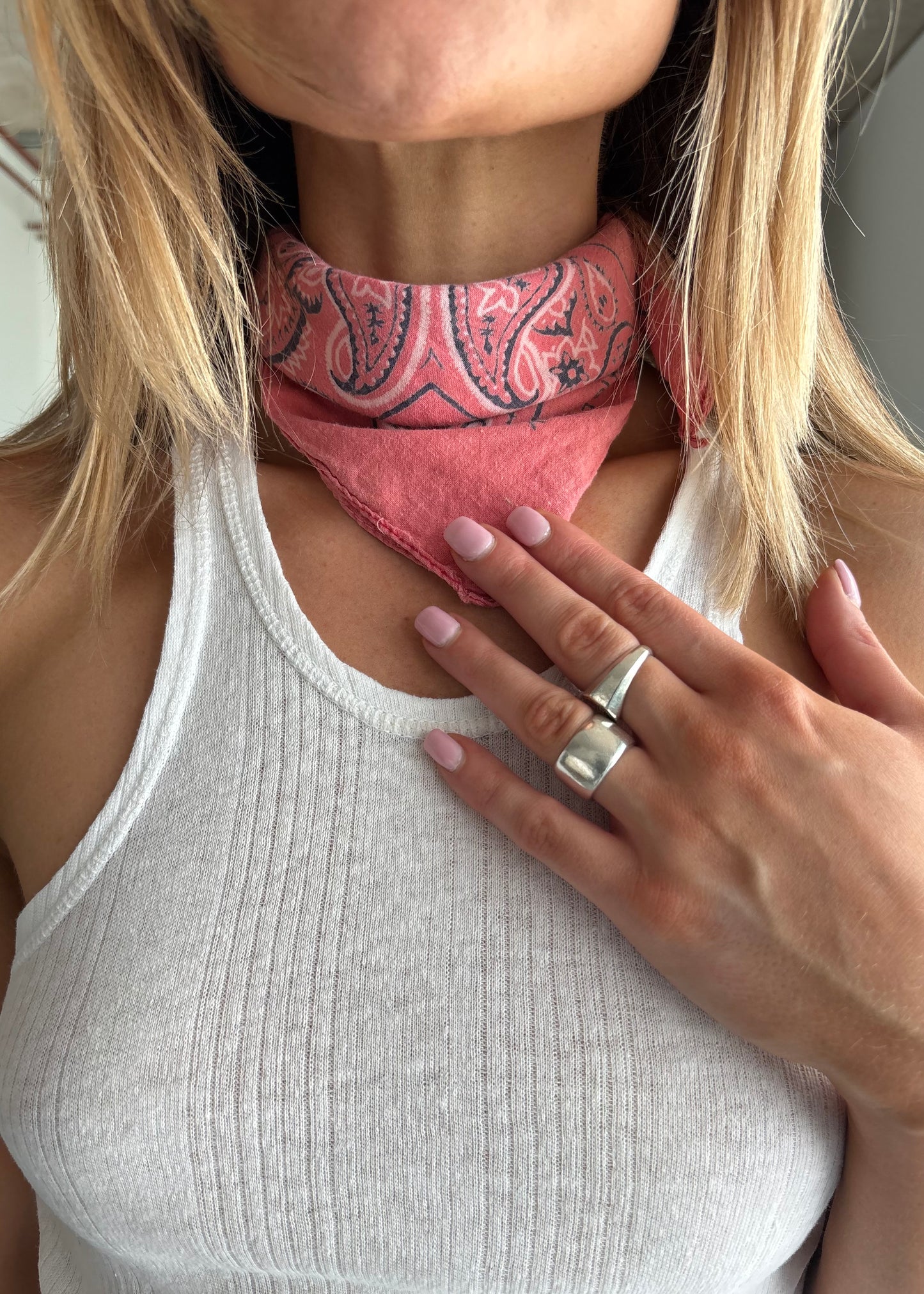 COTTON BANDANA WASHED PINK