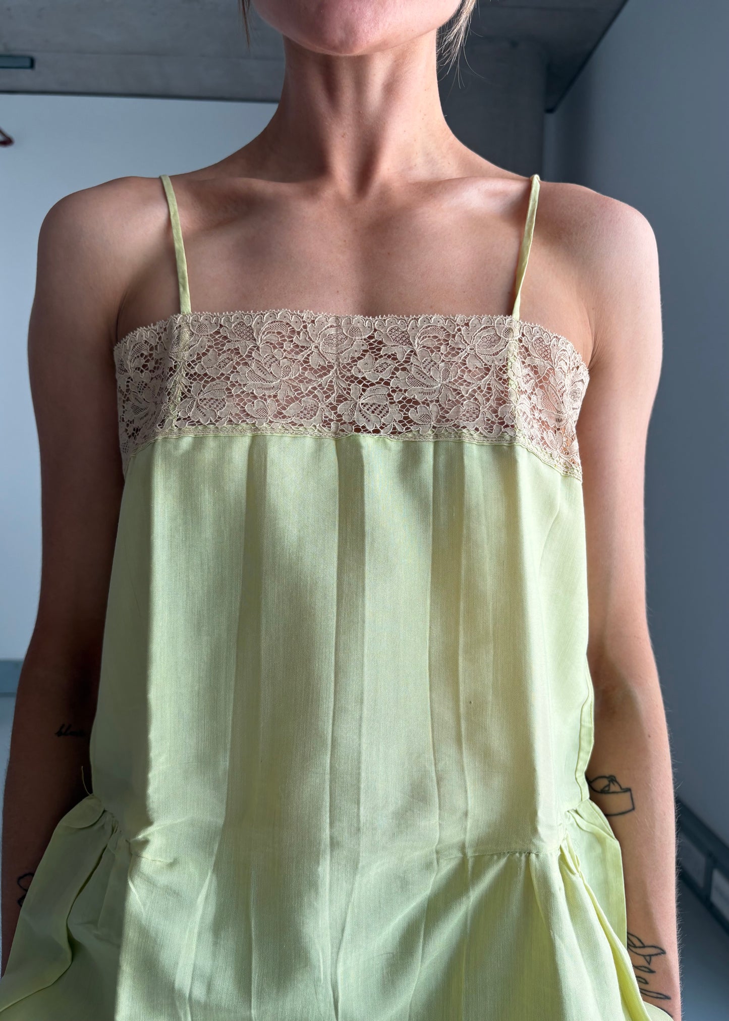 ANTIQUE TEDDY SLIP GREEN