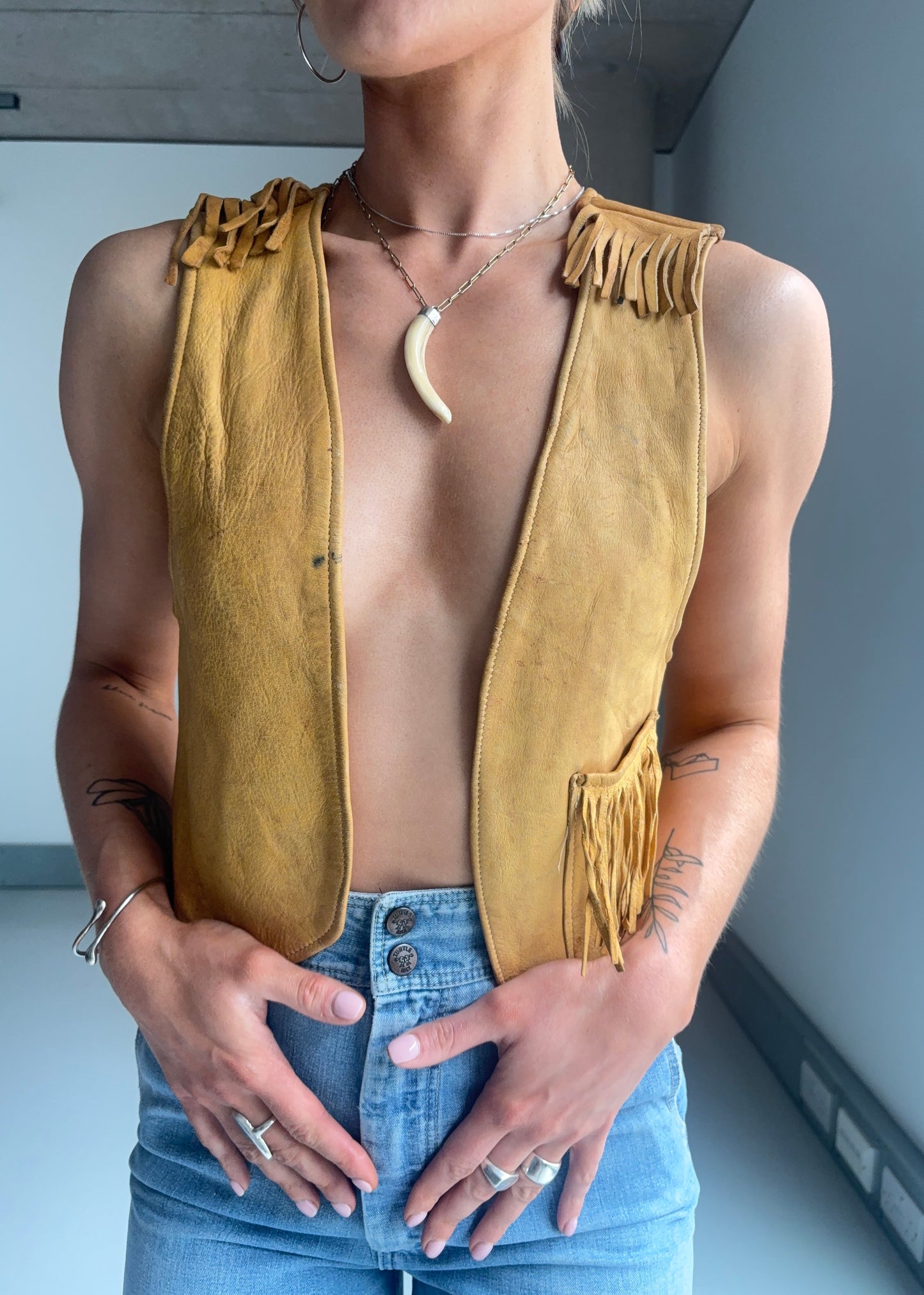 70s leather waistcoat