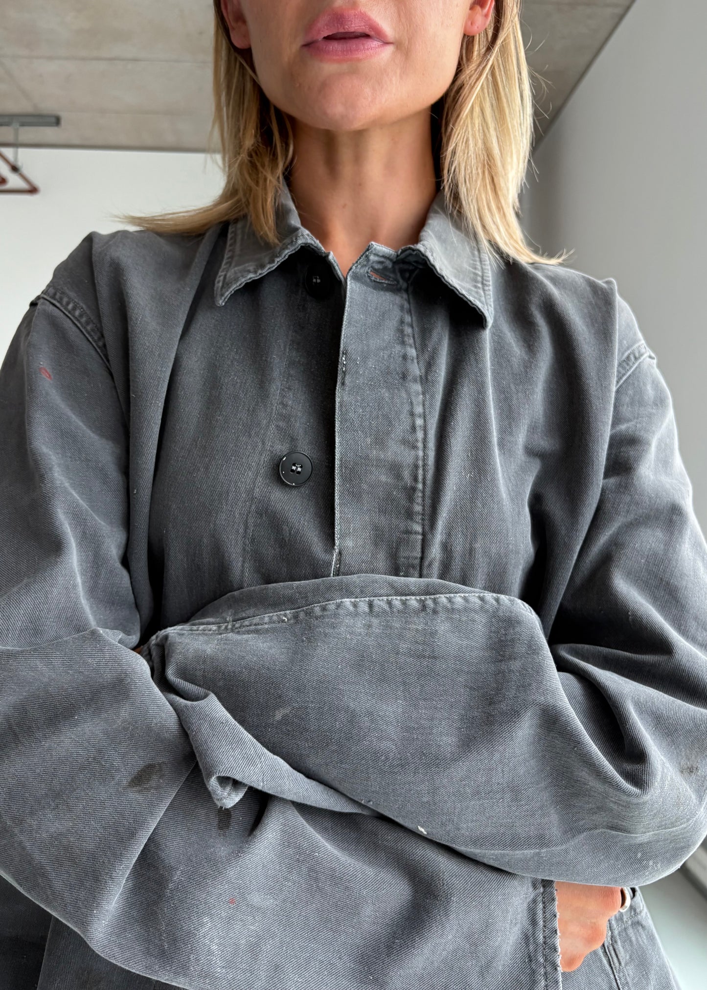Washed black chore jacket