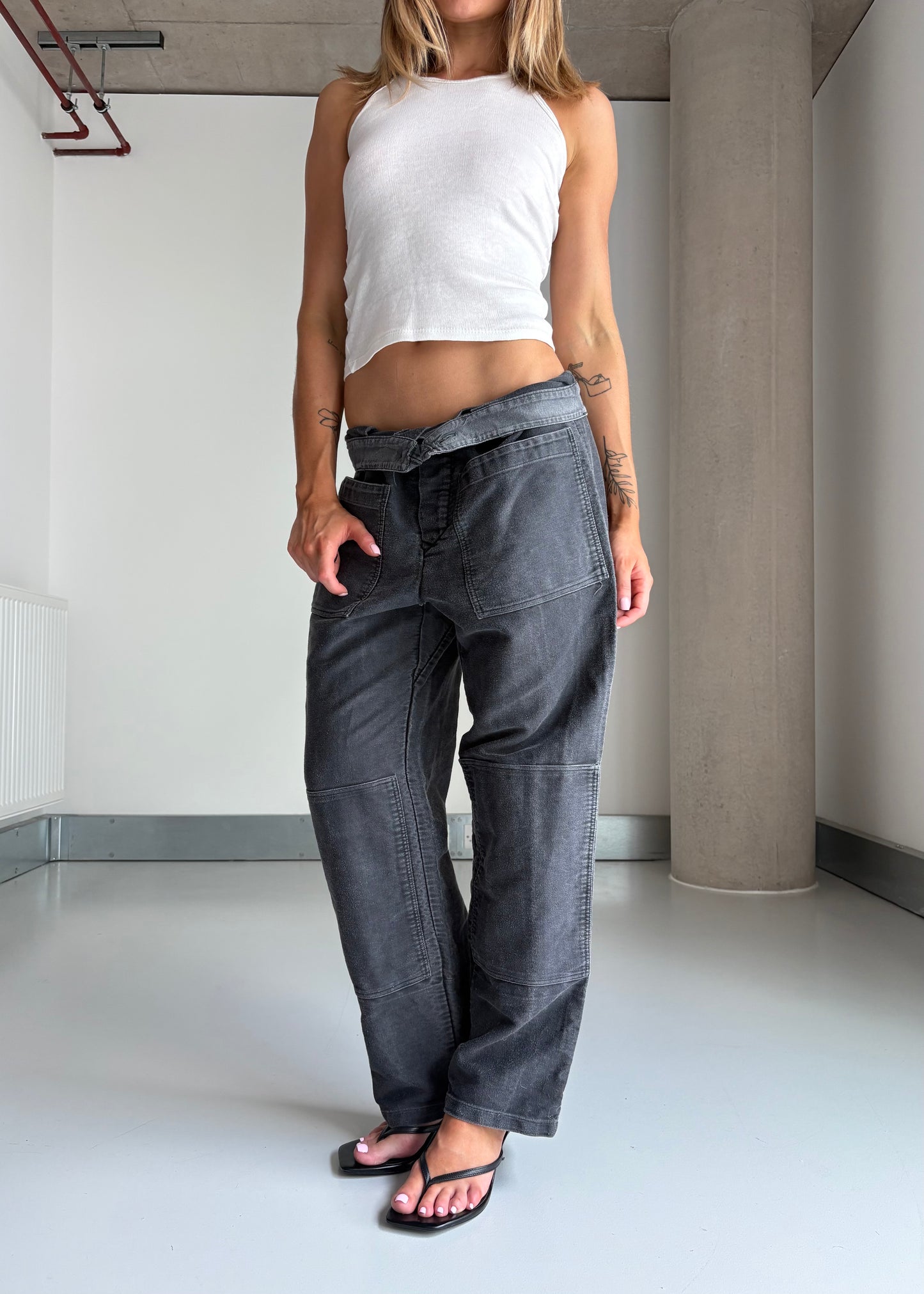50s black mole skin pants
