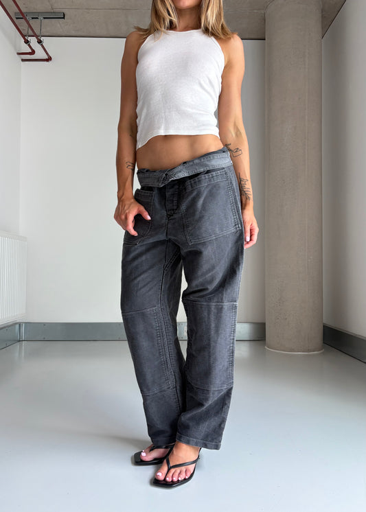 50s black mole skin pants
