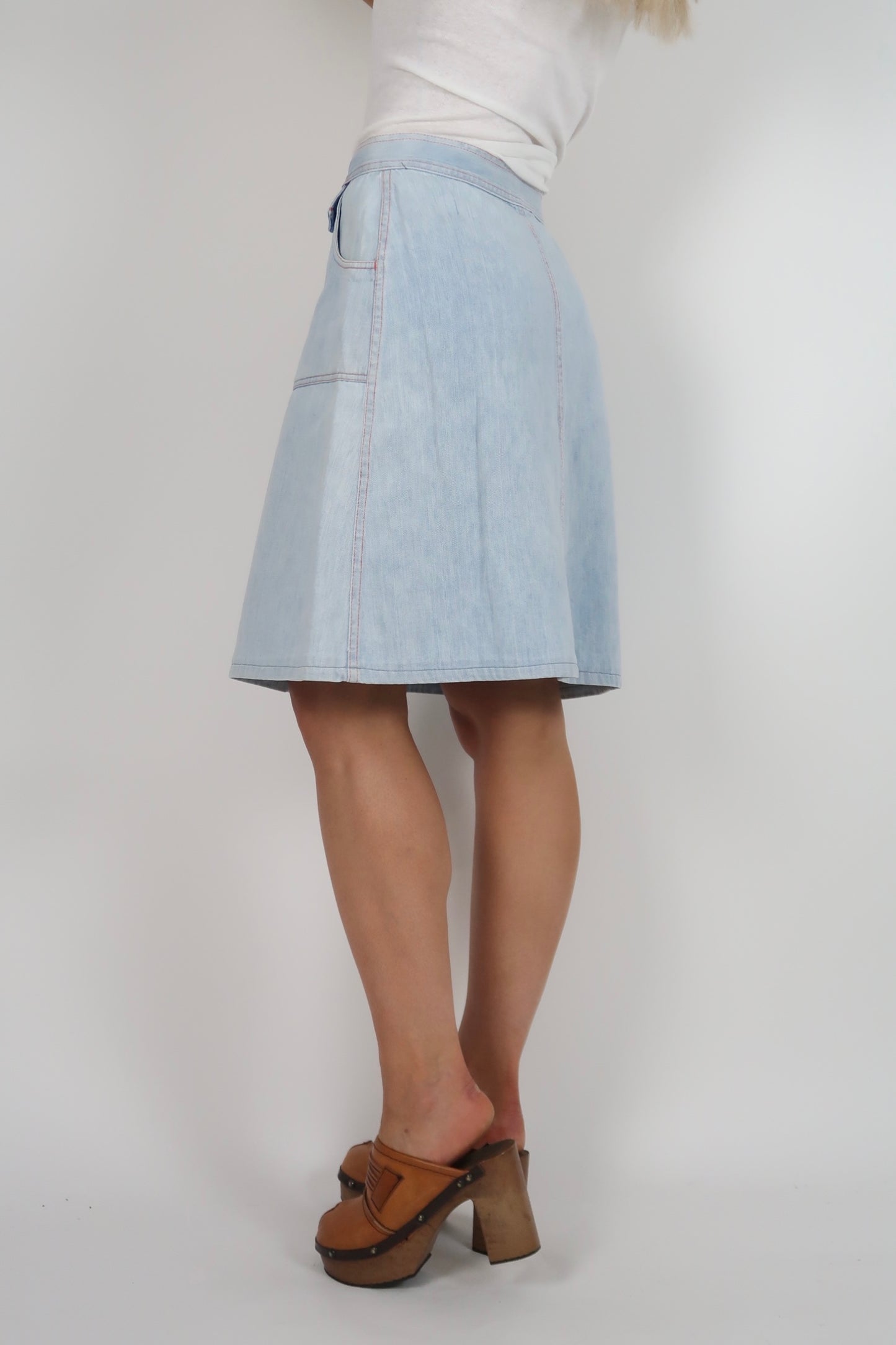 1970s sun bleached denim skirt