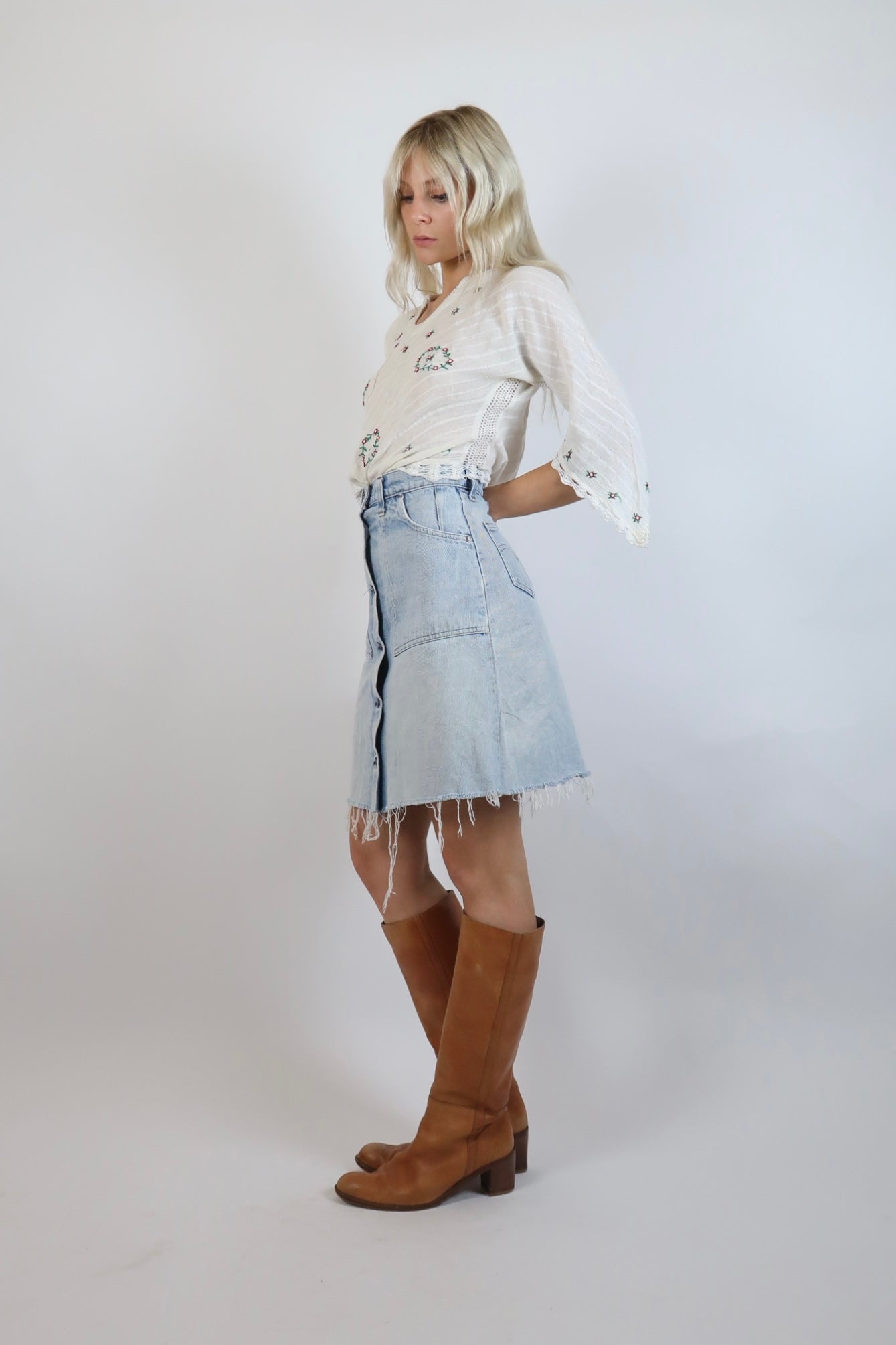 1960s orange tab levis denim skirt