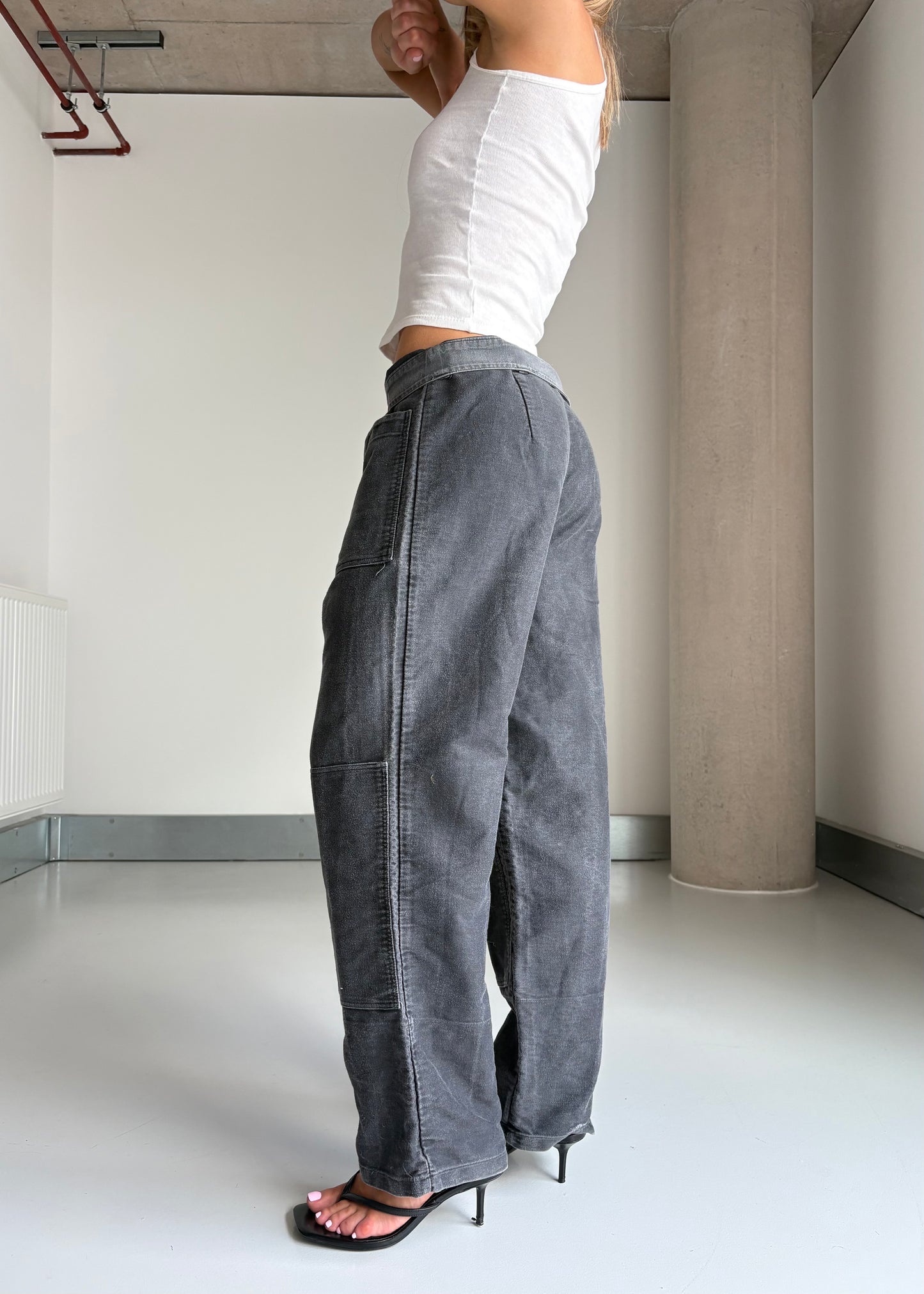 50s black mole skin pants