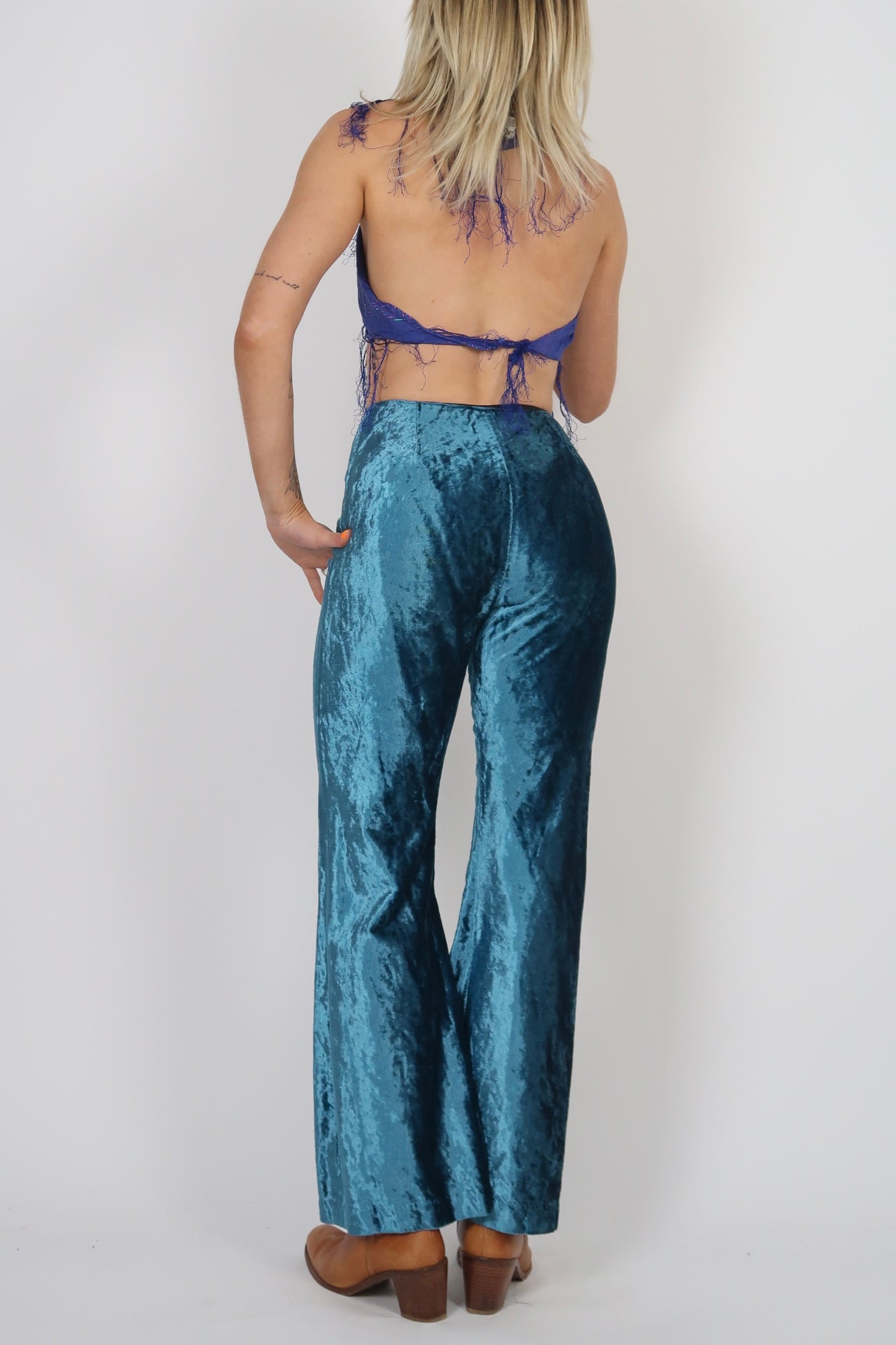 Late 1960s crushed velvet flares