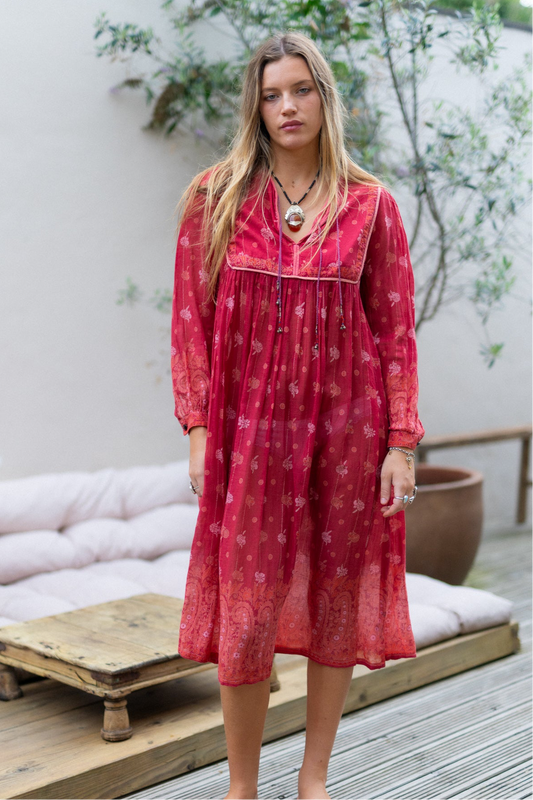 PINK INDIAN MIDI DRESS