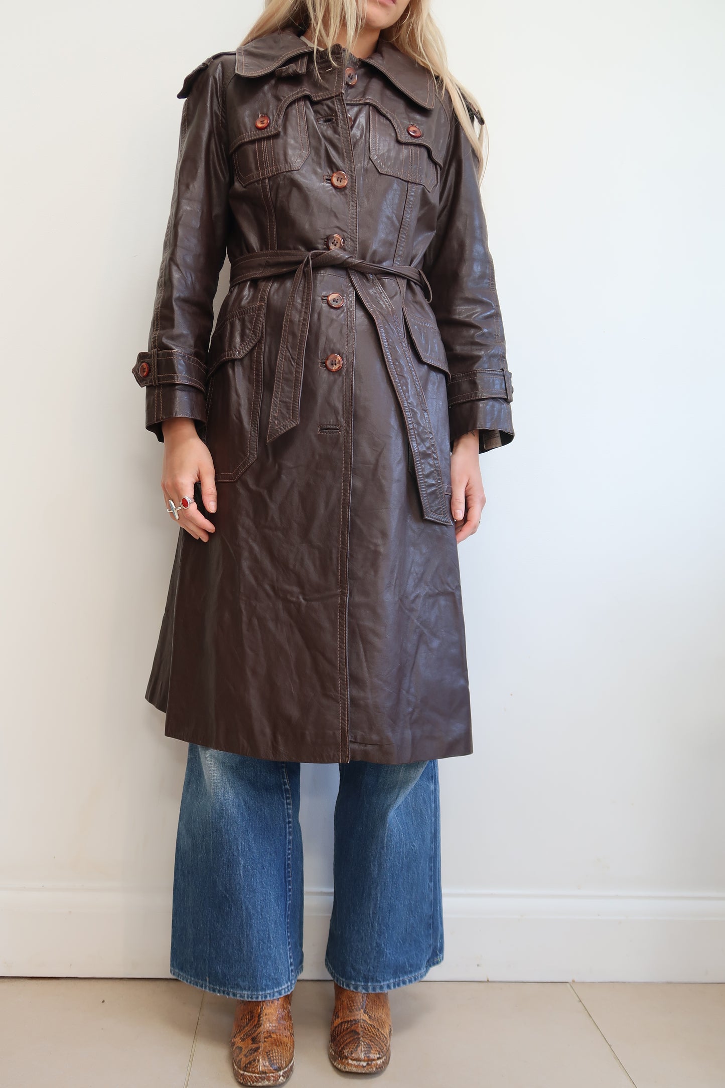 1970s leather trench coat