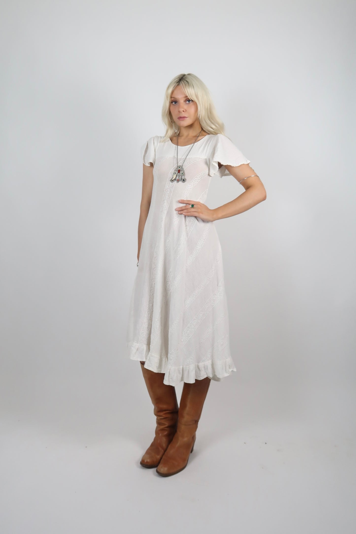 1970s INDIAN CHEESECLOTH MIDI DRESS