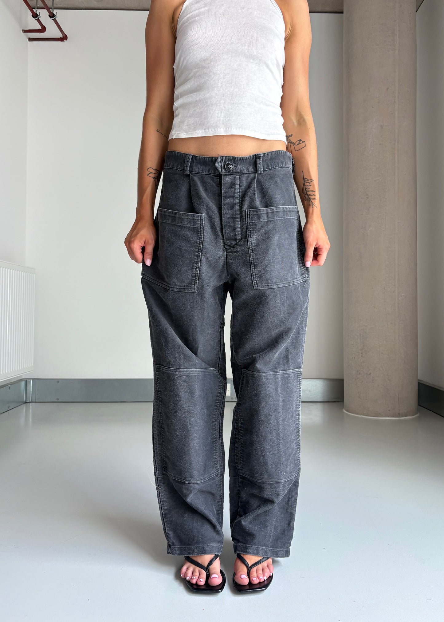 50s black mole skin pants