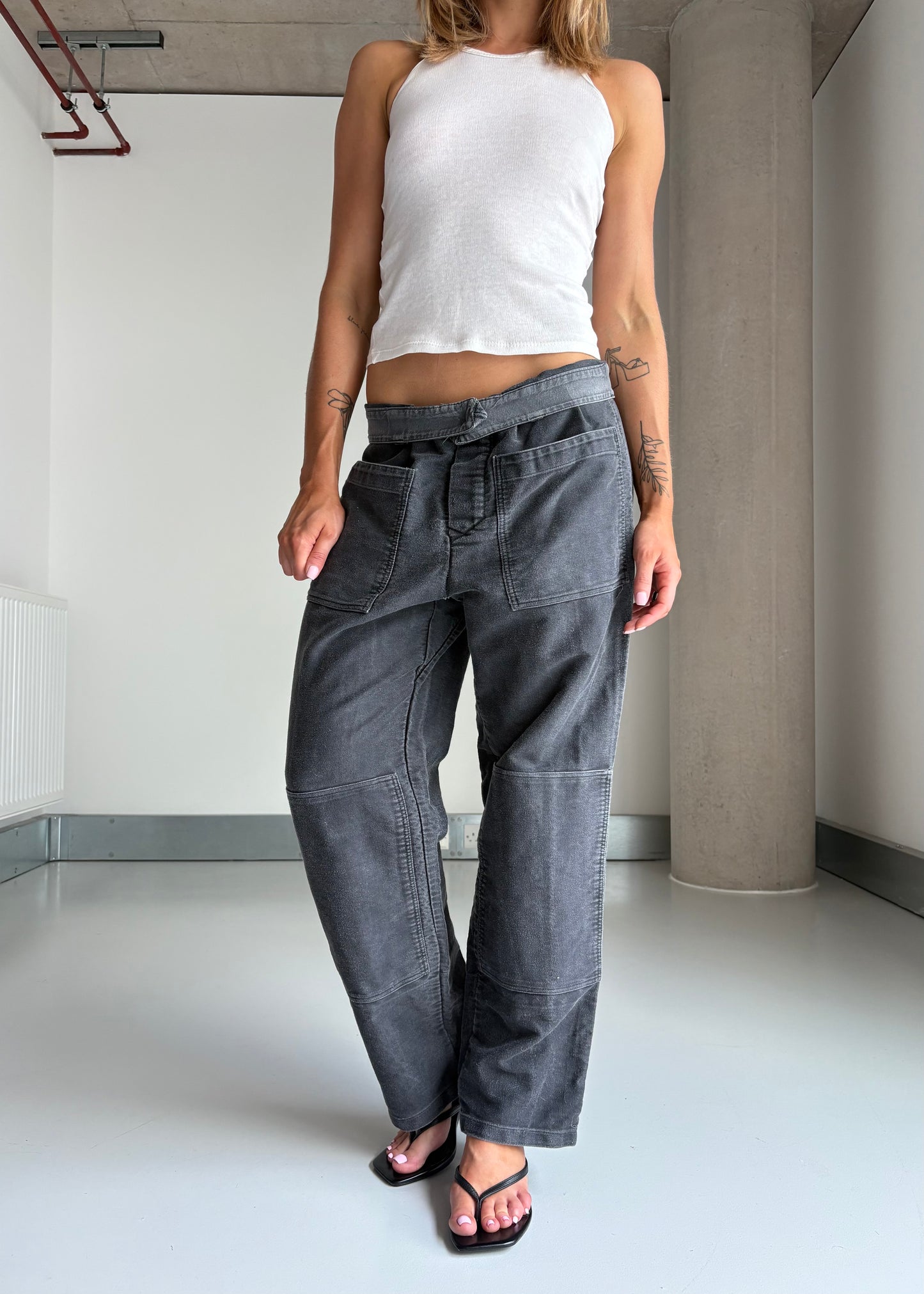 50s black mole skin pants