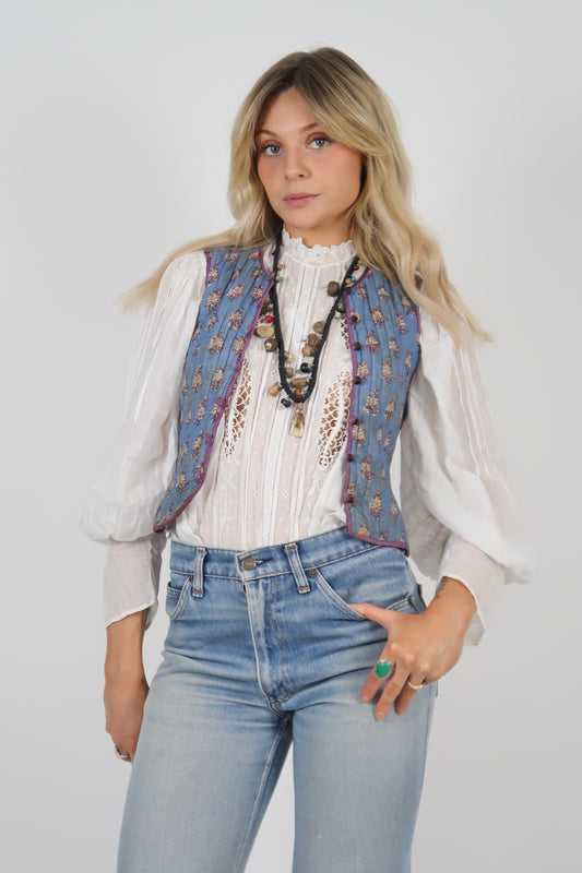 1970s Anohki block print waistcoat