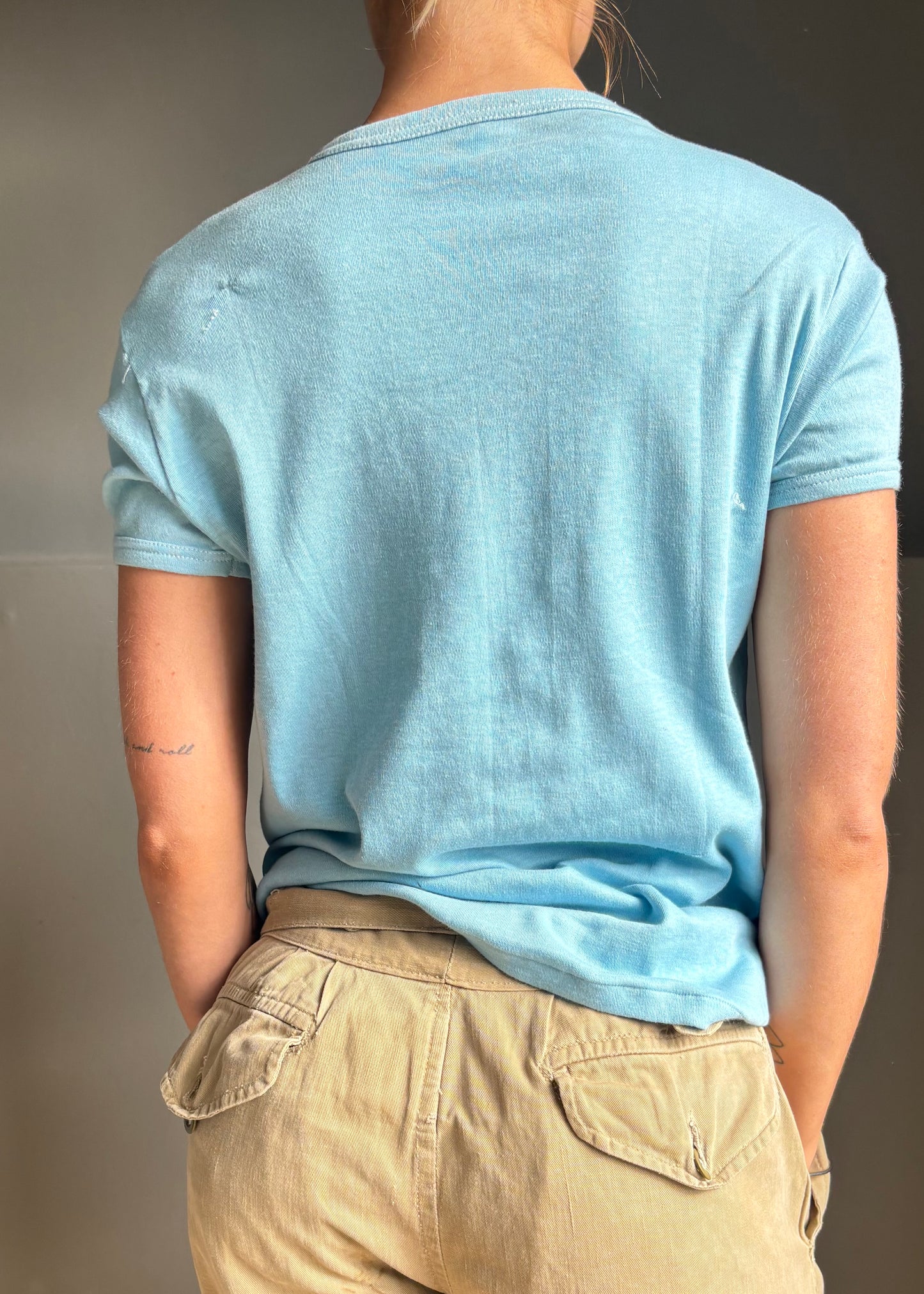 70s cotton blue tshirt