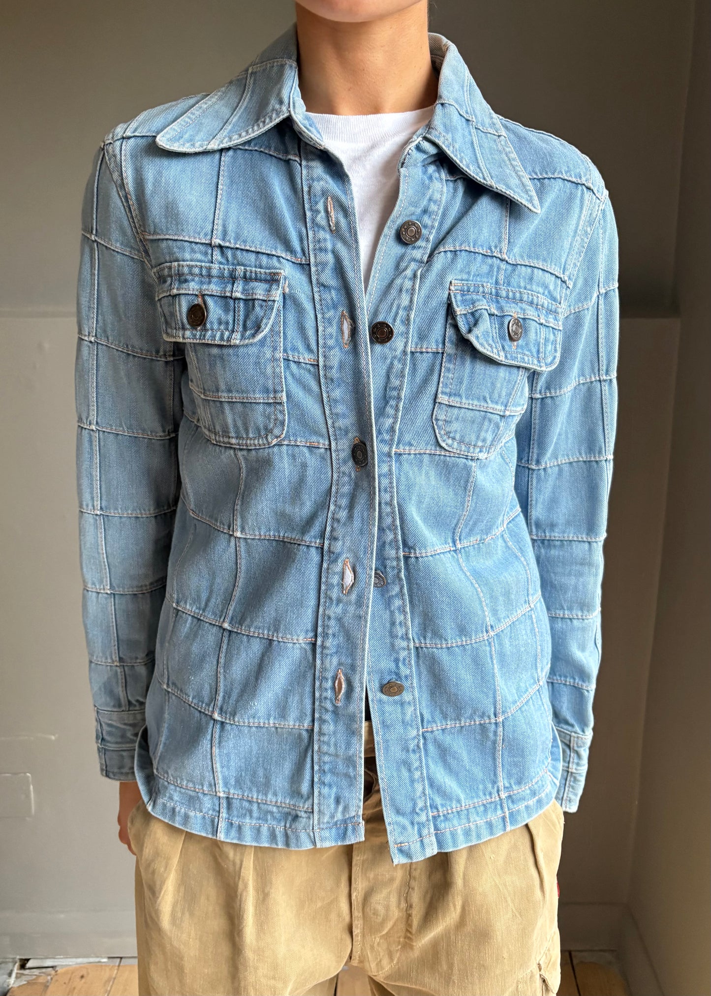 1970s windowpane denim shirt