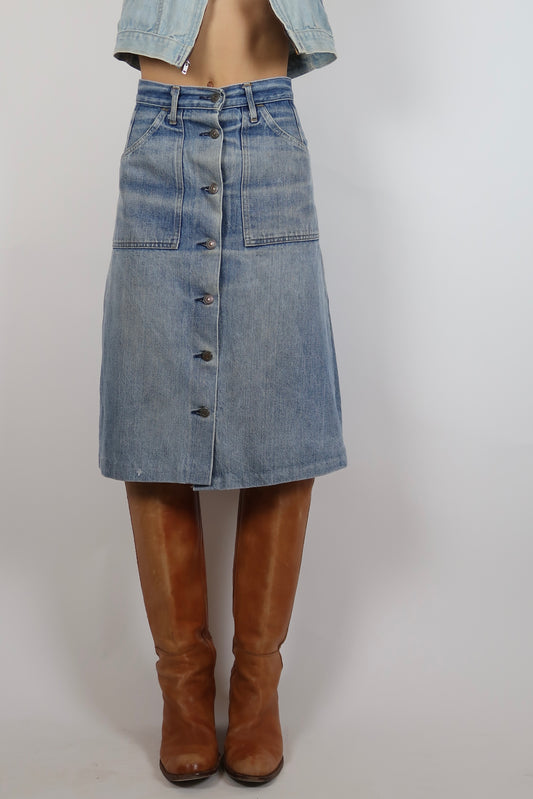 Levi's Orange tab mid light blue skirt