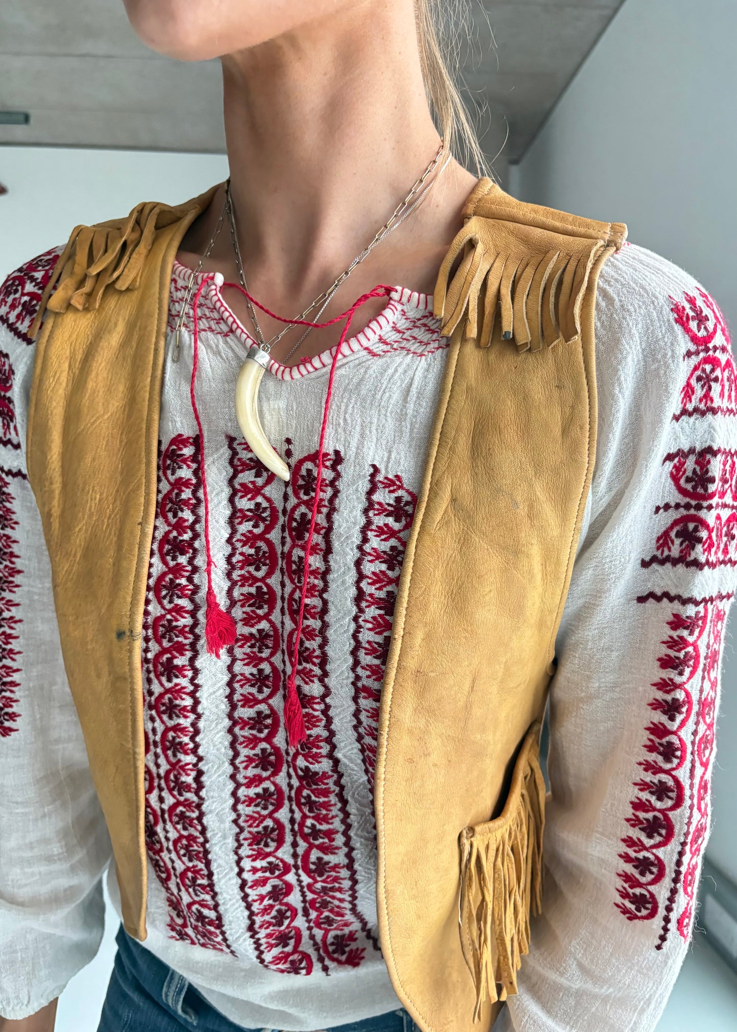 70s leather waistcoat