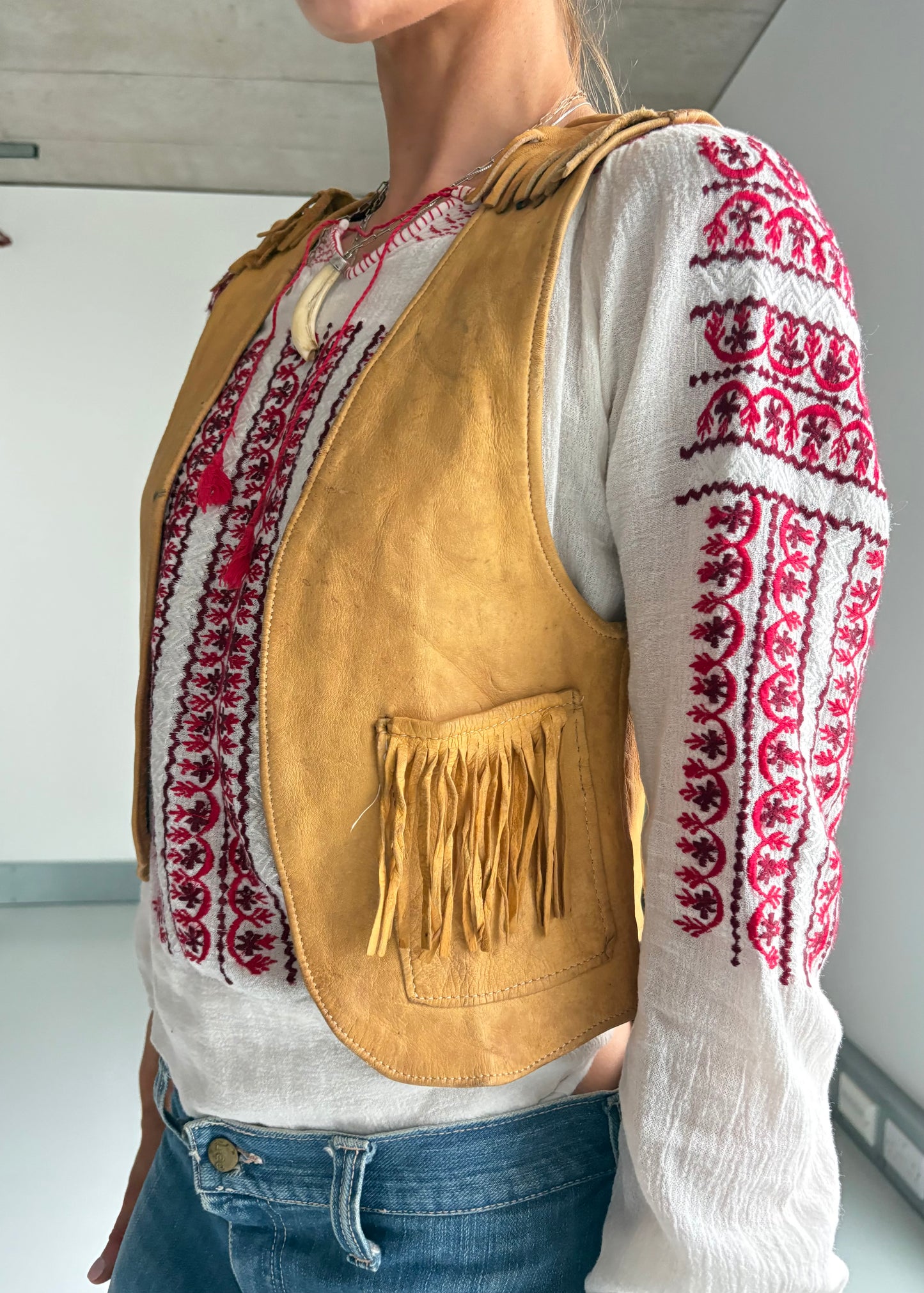 70s leather waistcoat
