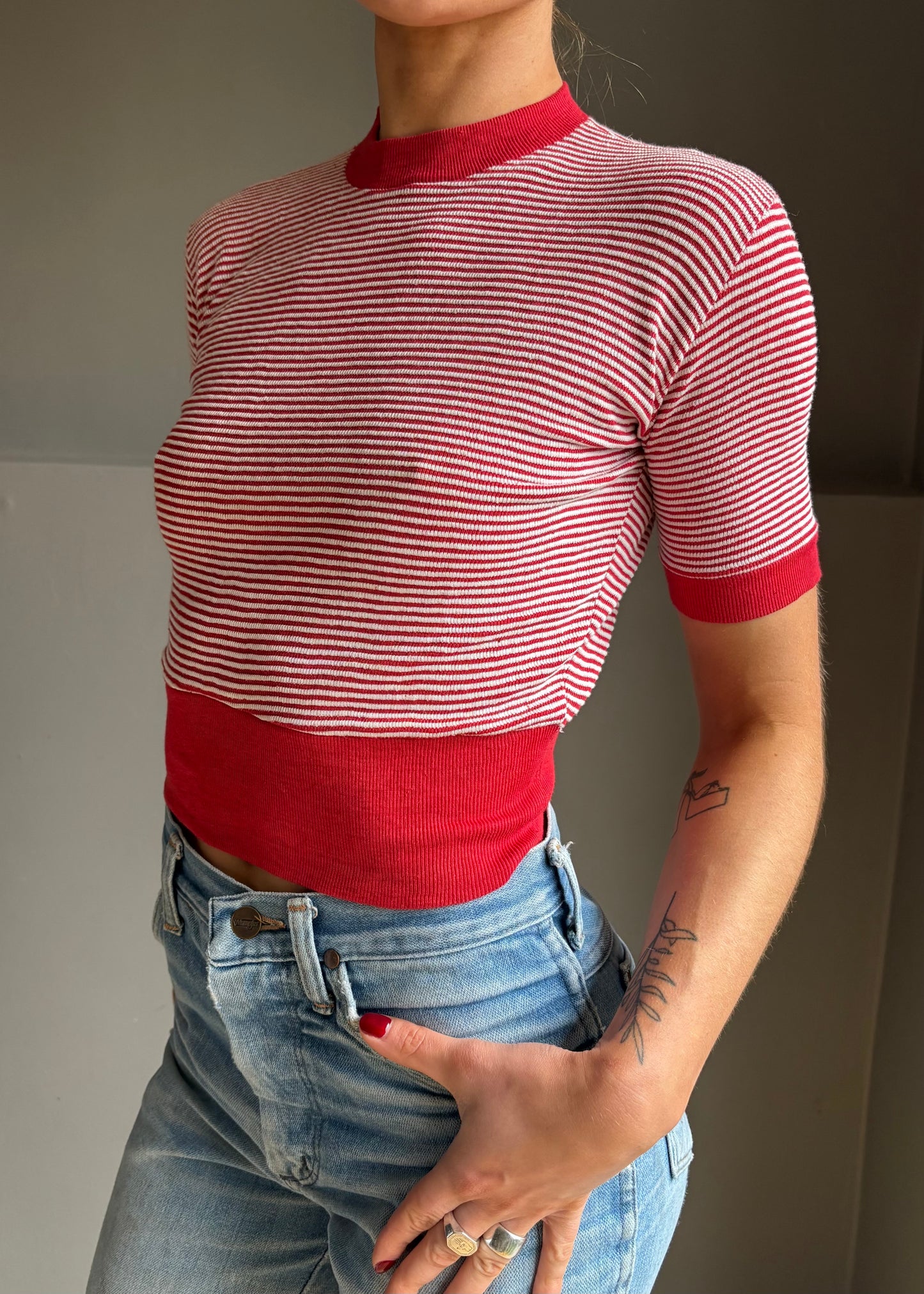 50s red stripe tee