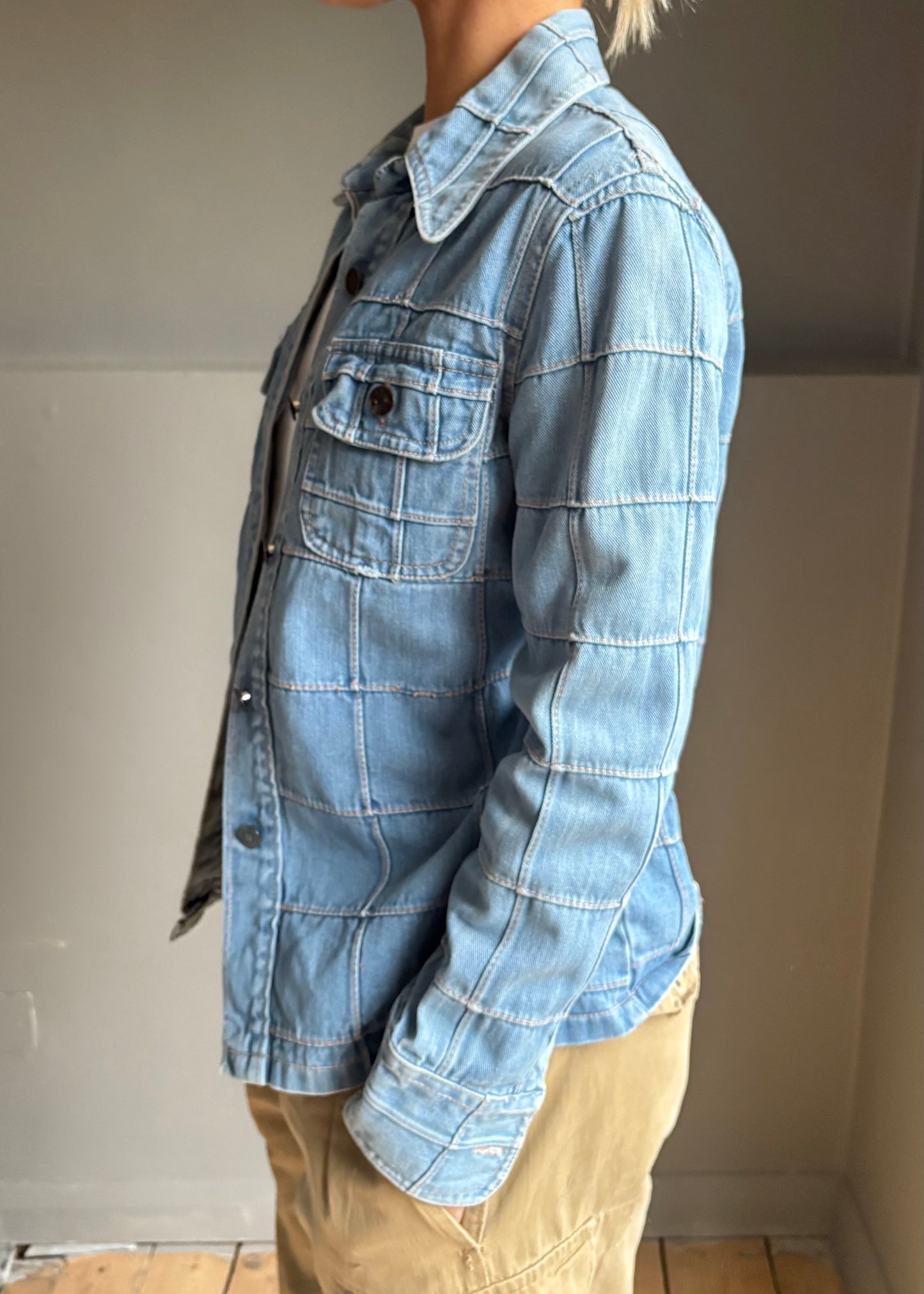 1970s windowpane denim shirt